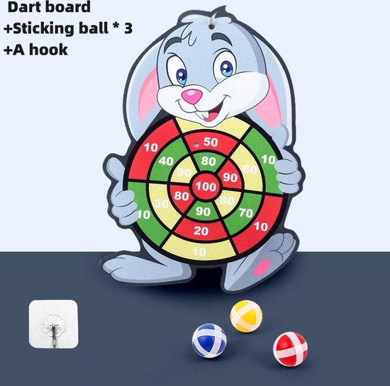 Dartbord voor Kinderen - Klittenband Dart Bord Konijn -Rabbit-Klittenband Ballen Gooien voor Kinderen - Speelgoed voor Peuters & Kleuters - Kinder Darts - Speelgoed 3-jarigen - speelgoed voor kinderen - Spelenderwijs Leren voor Peuters & Kleuters van Merkloos