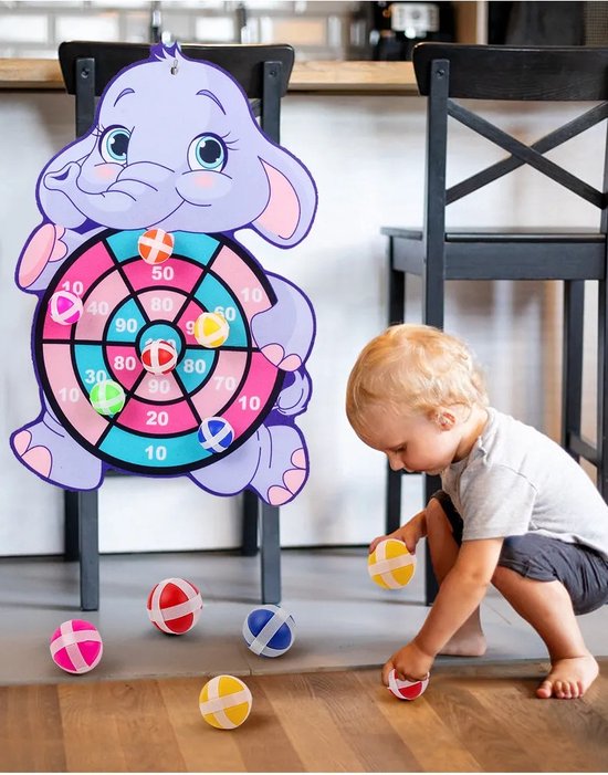 Dartbord voor Kinderen - Klittenband Dart Bord Olifant- Ballen Gooien voor Kinderen - Klittenband Ballen Gooien - Speelgoed voor Peuters & Kleuters - Kinder Darts - Kids Darten - Klittenband Darten - Spelenderwijs Leren voor Peuters & Kleuters van Merkloos