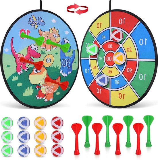 Dartbord voor kinderen met dinosaurus-thema en klittenbandbalspel - cadeau voor jongens en meisjes 3-12 jaar - outdoor spelletjes - feestspelletjes Dartbord van Dart