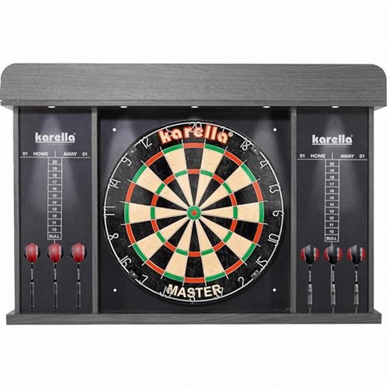 Dartbordkast met LED Verlichting en Scorebord van Abbey Darts