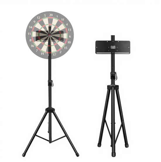 Dartbordstandaard - Dartstandaard - Opvouwbaar, verstelbaar 104-205 cm - Driepoot 5,4 kg - Binnen en buiten