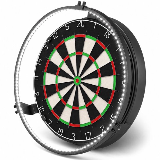 Dartbordverlichting en LED-lichtring - 360° schaduwvrij, dimbaar 10-100% - 12W 6500K - Thuis en club