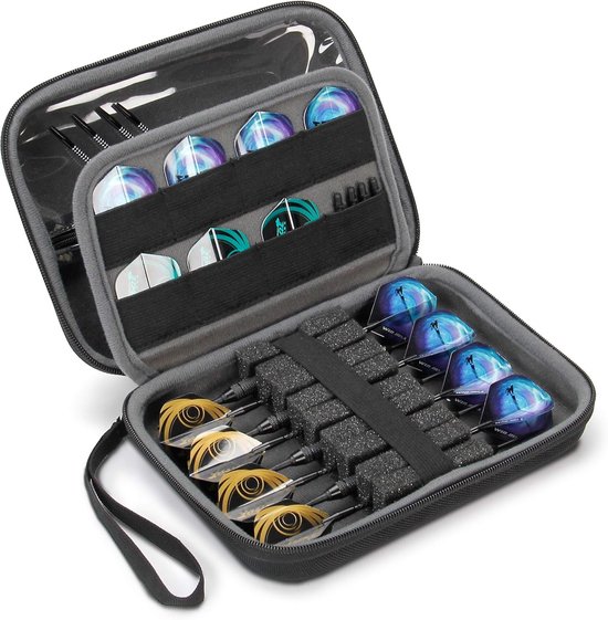 Dartcase Hard Shell voor 8 Darts - Zwart - Geschikt voor Soft Tip en Steel Tip - Beschermt en organiseert je darts
