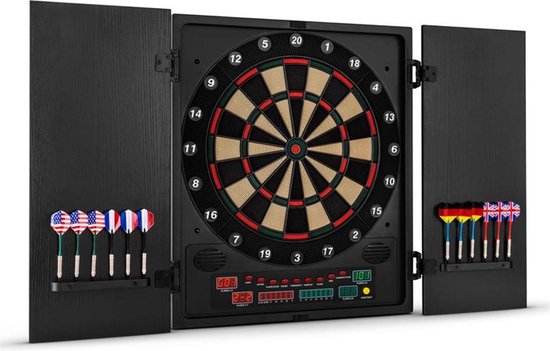 Dartchamp dartbord dartautomaat softtip design-deuren zwart van Bull's