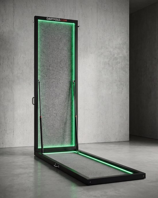 Dartfold LED - Inklapbare dartbaan met LED-verlichting en oche - Zwart van Dartfold