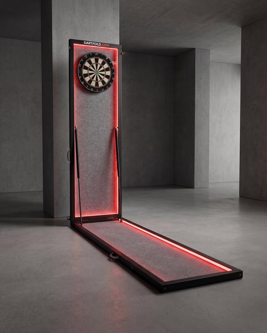 Dartfold LED Starterkit - Inklapbare dartbaan met LED, dartbord en 2 sets pijlen van Dartfold