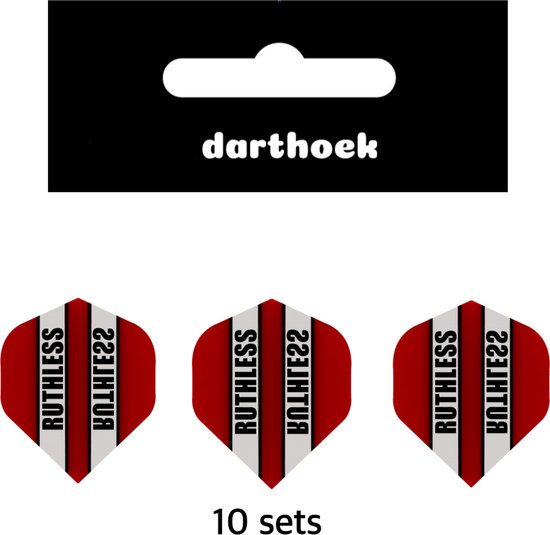 Darthoek| Flights - Ruthless - Rood - 10 Sets - (30 stuks) | van Darthoek