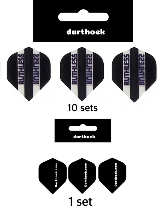 Darthoek| Flights | Ruthless | Zwart | 10 Sets | (30 stuks) | 1 set Darthoek flights van Merkloos