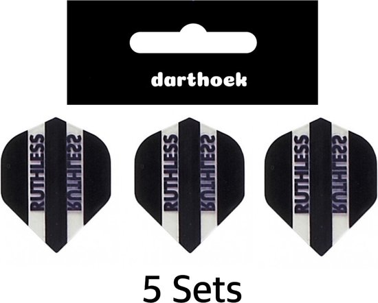 Darthoek | Flights | Ruthless | Zwart | 5 Sets | + 1 set darthoek Flights