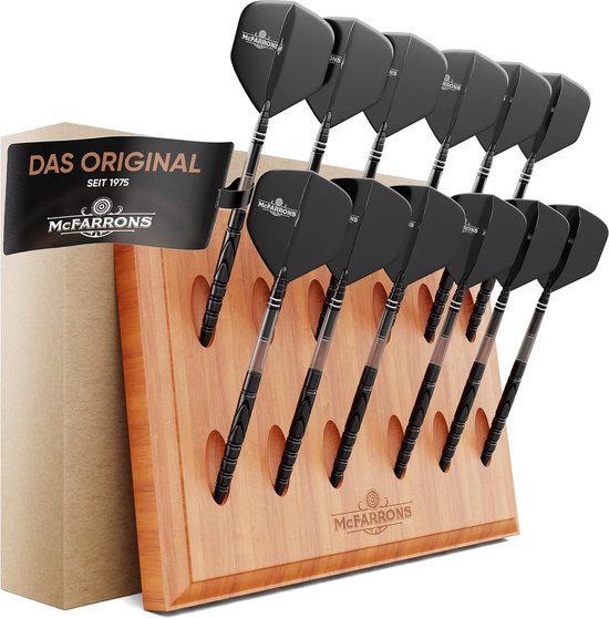 Darthouder van hout voor 12 darts - praktische opslag voor de muur - geschikt voor stalen darts en softdarts - dartaccessoire voor elk type dartbord.