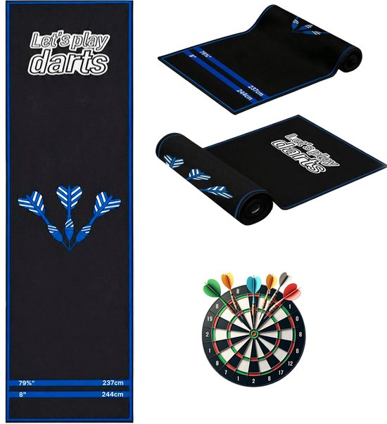 Dartmat 250 x 30 cm - PVC Dart Mat met Oche Afstand - Voor Steeltip en Softtip Darts