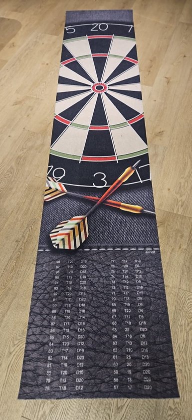 dartmat - 60 x 300 cm - luxe Dartkleed - dartmatten - Inclusief Oche / Finish Uitwerpmogelijkheden op mat vermeld van XQ Max