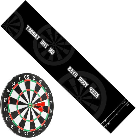 Dartmat met Werplijn - Dartvloer Antislip - Trainen en Spelen - Gestandaardiseerde Werplijnen - 300 x 33 cm - Grijs