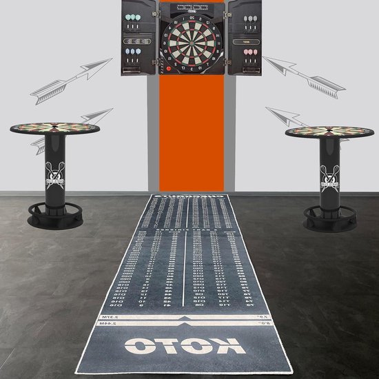 Dartmat - Werpmat Darts - Vloer Beschermen - Geïntegreerde Werplijnen - 80 x 285 cm - Zwart