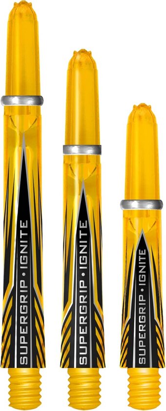 Dartpijlen Assortiment - Supergrip Ignite Schachten Medium Geel 47 mm Set van 3