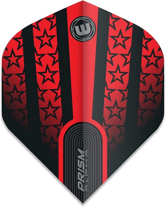 Dartpijlen Flights Rood met Zwarte Sterren Extra Dik - 3 Stuks