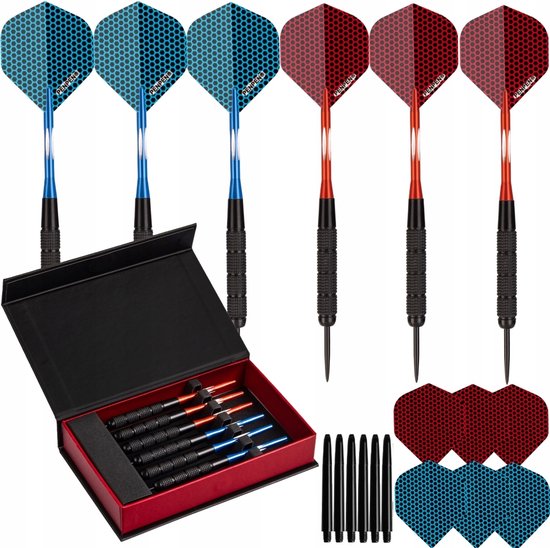 Dartpijlen, professionele dartpijlen, 6 stuks, compleet, 18 gram, multiset met etui van Dart
