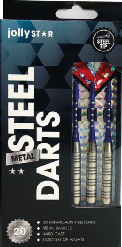 Dartpijlen set 20 gram - Zilver - Stalen punt - Incl Hard Case - Extra set Flights - Zilveren Barrel van Merkloos