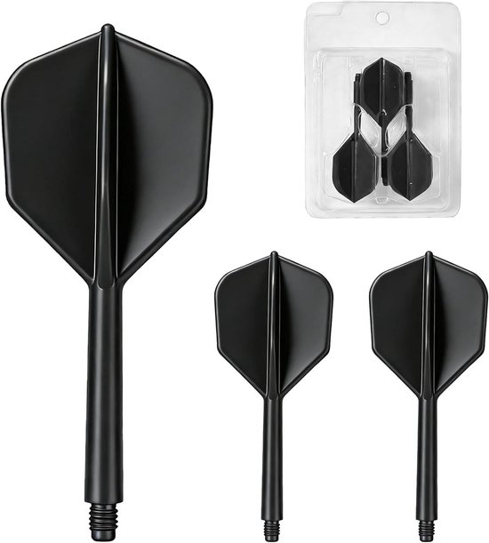 Dartpijlen set met geïntegreerde dartschacht en accessoires - Draagbare plastic dartpijlen - Zwarte schachtdiameter 2B.