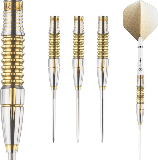 Dartpijlen Set - Stalen Tip Darts - Precisie Werpen - 90% Tungsten Vat - 23 gram - Goud