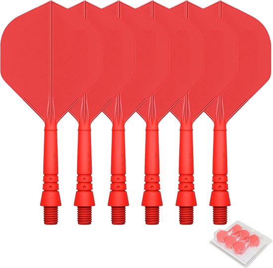 Dartpijlen Set - Vinnen en Staven - Wedstrijd Training - Geïntegreerd Ontwerp - 6 Stuks - Rood