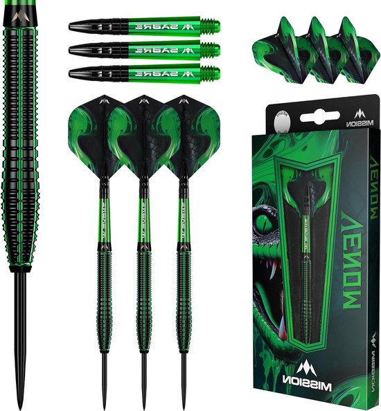 Dartpijlen - Stalen Darts - Precisie Werpen - 90% Tungsten Materiaal - 50.40 mm Lengte - Zwart/Groen
