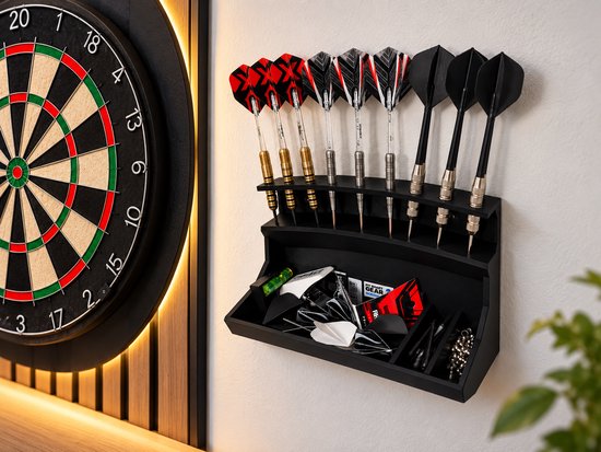 Dartpijlenhouder voor 9 Dartpijlen – Dart Opbergkast – Dart Organizer voor aan de Muur – Accessoirehouder – Zwart
