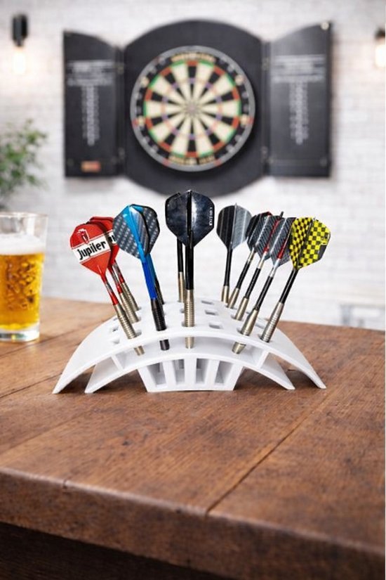 Dartpijlhouder – Geschikt voor 5 Sets Darts – Stabiele Tafelhouder – Wit Design van Merkloos