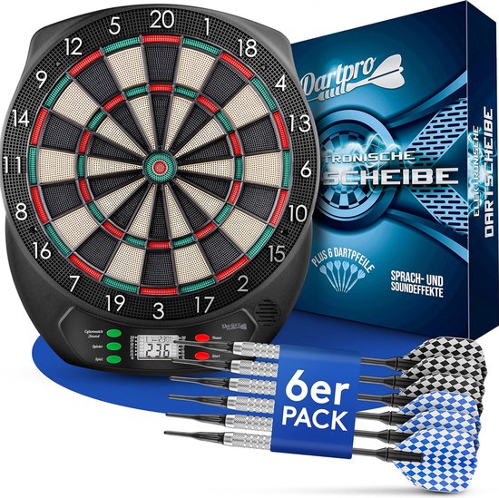 DartPro - HET ORIGINEEL - Elektronisch dartbord - Dartbord met 6 darts [draadloos te gebruiken] - Innovatieve dartmachine met 65 varianten - Darts voor 1 tot 8 spelers a van Dart