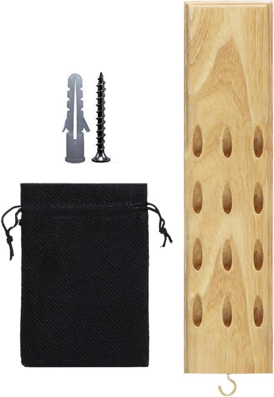 Dartrek Wandmontage - Darthouder Opbergrek - Darts Presenteren - 12 Darts Compartimenten - 401x104x2 cm - Natuurlijk Hout