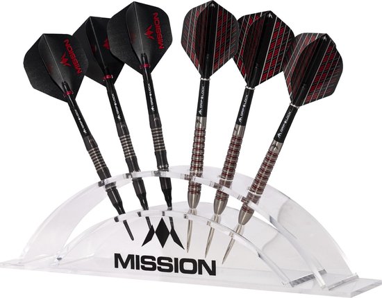 DARTS DISPLAY - TRANSPARANT ACRYLIC - 6 PIJLEN - MISSION van Mission