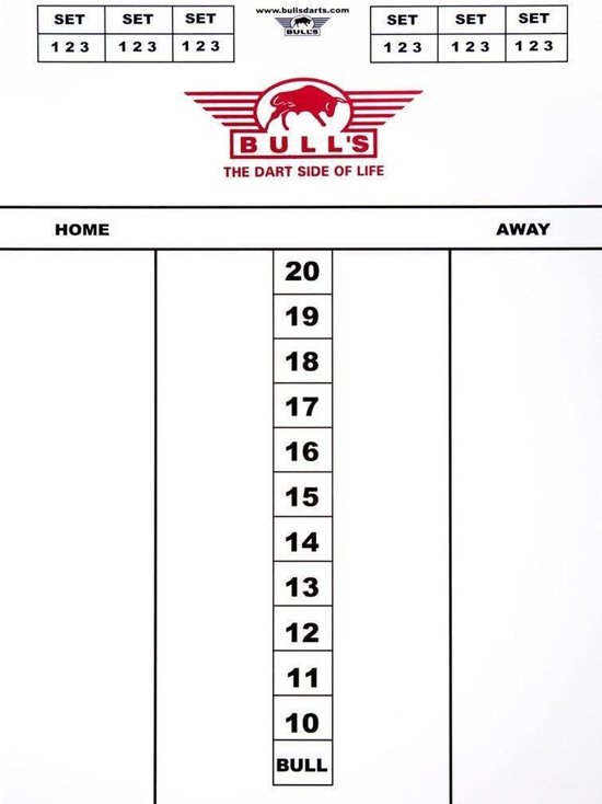 Darts scorebord 45x30 cm - Bull's materiaal - originele uitvoering - ideaal voor thuisgebruik - ServiceTopper van Bull's
