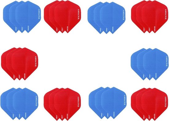 Darts Set - 10 sets (30 stuks) - XS100 Poly flights - duo kleur pakket - Aqua en Rood - flights - dartflights van Dart