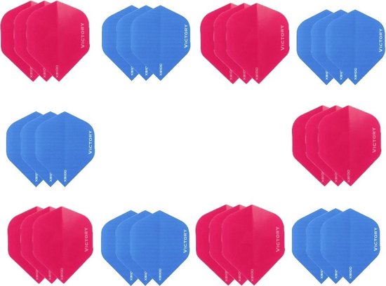 Darts Set - 10 sets (30 stuks) - XS100 Poly flights - duo kleur pakket - Blauw en Roze - flights - dartflights van Dart