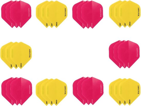 Darts Set - 10 sets (30 stuks) - XS100 Poly flights - duo kleur pakket - Geel en Roze - flights - dartflights van Viking Choice