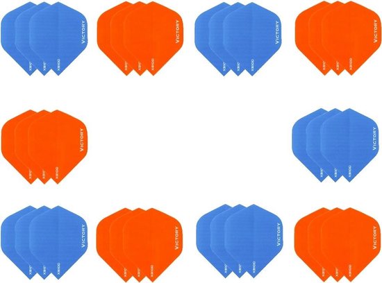 Darts Set - 10 sets (30 stuks) - XS100 Poly flights - duo kleur pakket - Oranje en Blauw - flights - dartflights van Dart