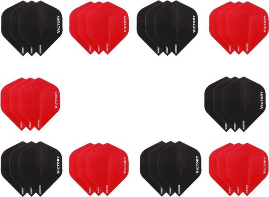 Darts Set - 10 sets (30 stuks) - XS100 Poly flights - duo kleur pakket - Zwart en Rood - flights - dartflights van Dart