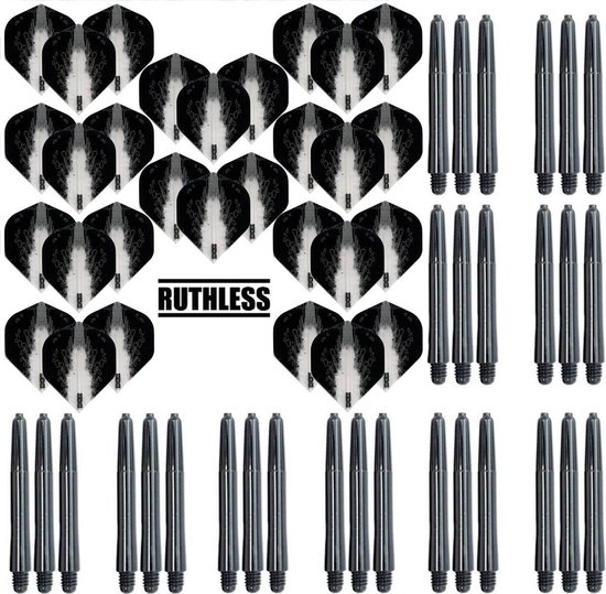 Darts Set - 10 Sets High Impact Flights – darts flights – Clear – plus 10 sets Dragon – darts shafts – medium van Dart