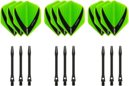 Darts Set - 3 sets - XS100 Vista - Groen - Darts flights - plus 3 sets - aluminium - darts shafts - zwart - medium van Dart