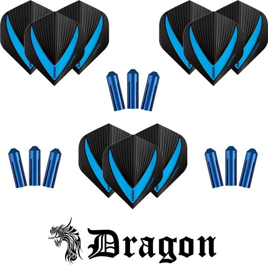 Darts Set - 9 stuks Vista-X - darts flights - super stevig - aqua - dartflights - dart flights - inclusief 9 stuks - flight protectors van Dart