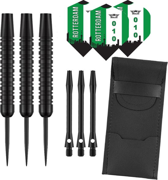 Darts Set Black - dartpijlen - Rotterdam 010 Uit - dart shafts - dart flights - 23 gram - dartspijlen van Dart