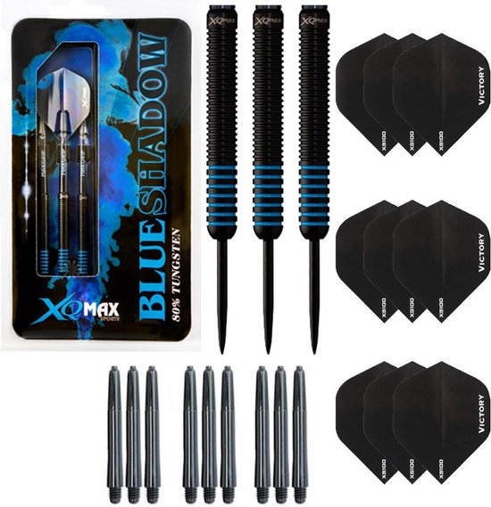 Darts Set Blue Shadow – dartpijlen – 25 gram tungsten - inclusief 9 – dart shafts – 9 – dart flights van Shot!