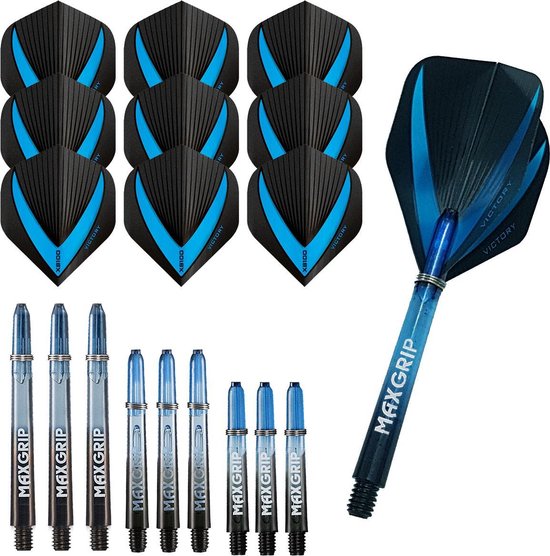 Darts Set - Combi kit – 3 sets Maxgrip darts shafts – 3 sets Vista-X darts flights - Aqua van Dart