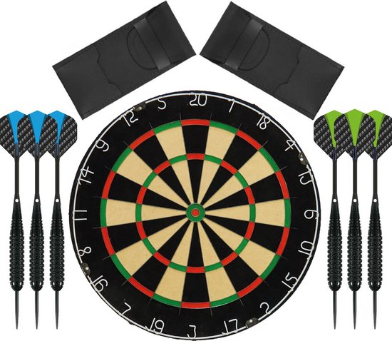 Darts Set - complete black 180 dartset - dartbord - plus 2 sets complete - dartpijlen - dartset - darts van Dart