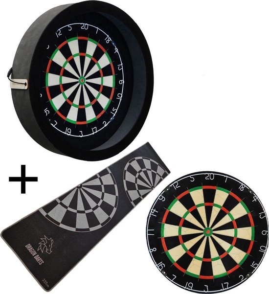 Darts Set - Complete PRO - zwart-antra - Plain - dartmat antraciet - dartbord verlichting - darts - dartbord van Dart