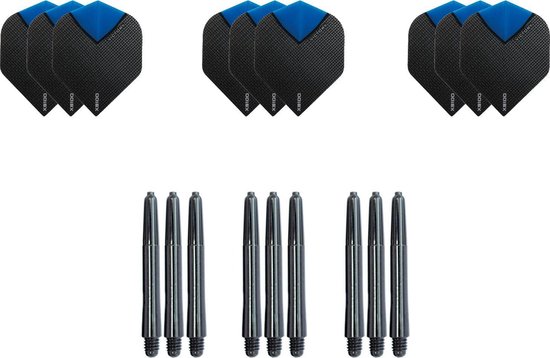 Darts Set - Dartset - 3 sets dartflights en 3 sets nylon shafts - 18 pcs - Aqua van Dart