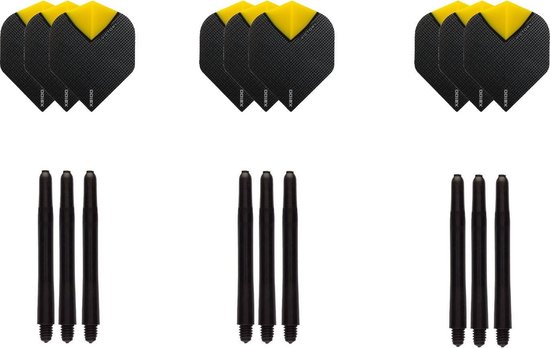 Darts Set - Dartset - 3 sets dartflights geel en 3 sets nylon shafts - 18 pcs van Dart