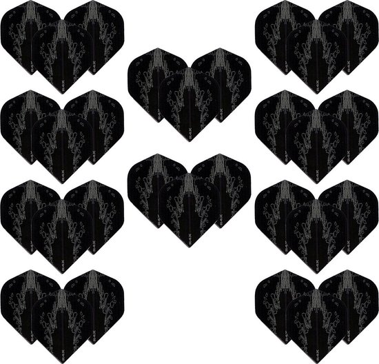 Darts Set - High Impact – 10 sets (30 stuks) – dart flights - Zwart van Dart