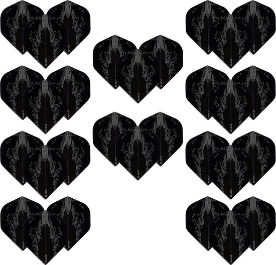 Darts Set - High Impact – 10 sets (30 stuks) – darts flights – Best Getest - Zwart van Dart