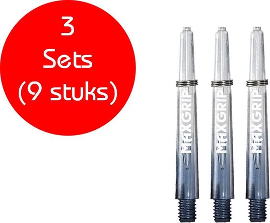 Darts Set - Maxgrip - 3 sets (9 stuks) - dart shafts - zwart-doorzichtig - darts shafts - inbetween van Dart
